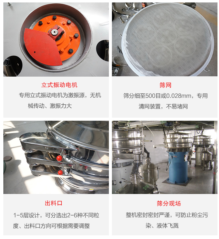 旋振篩定制化有：移動(dòng)，加緣，閘門等多種形式選擇。子母設(shè)計(jì)透網(wǎng)率高，換網(wǎng)方便。